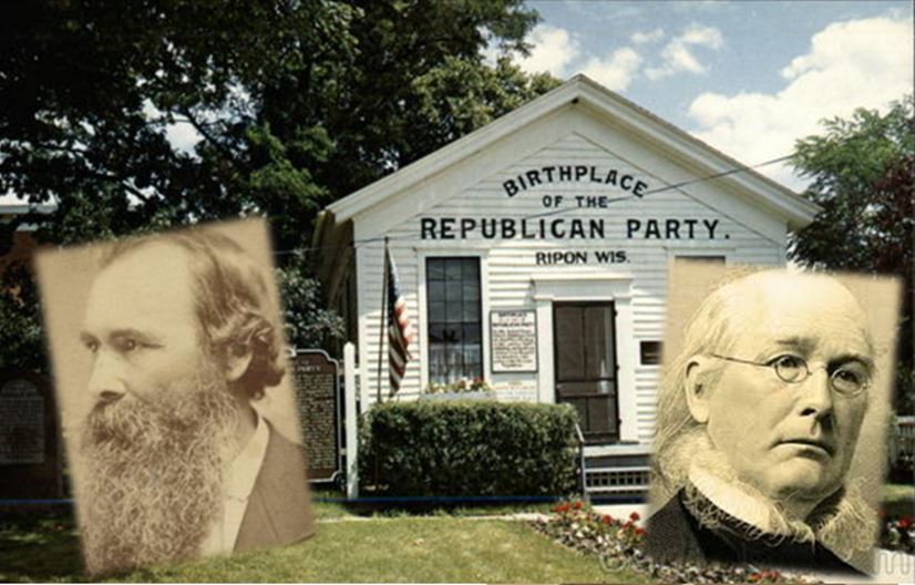 Ο δικηγόρος Allan Earle Bovay και ο εκδότης Horace Greeley, οι πατέρες του Ρεπουμπλικανικού Κόμματος. Ο πρώτος αρκούνταν στην κατάργηση της δουλείας και ο δεύτερο επιθυμούσε την κατάκτηση της Άγριας Δύσης.