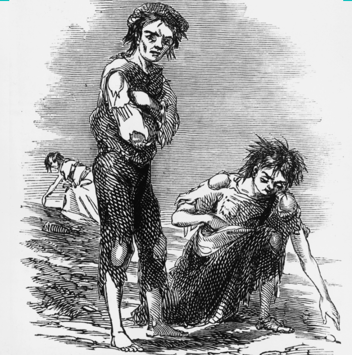Πεινασμένα παιδιά ψάχνουν στα χωράφια για πατάτες (από Illustrated London News, 20 Φεβρουαρίου 1847)