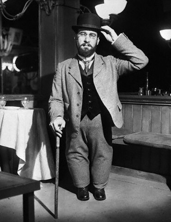9/19/1952-Here is Henri Toulouse-Lautrec, genius painter of the boulevards whose posters shocked Paris at the turn of the century, as he will be brought to the screen by Jose Ferrer. Grotesque as the dwarf he portrays, Ferrer occasionally has to hobble as much as forty feet in his torture boot. --- Image by © Bettmann/CORBIS