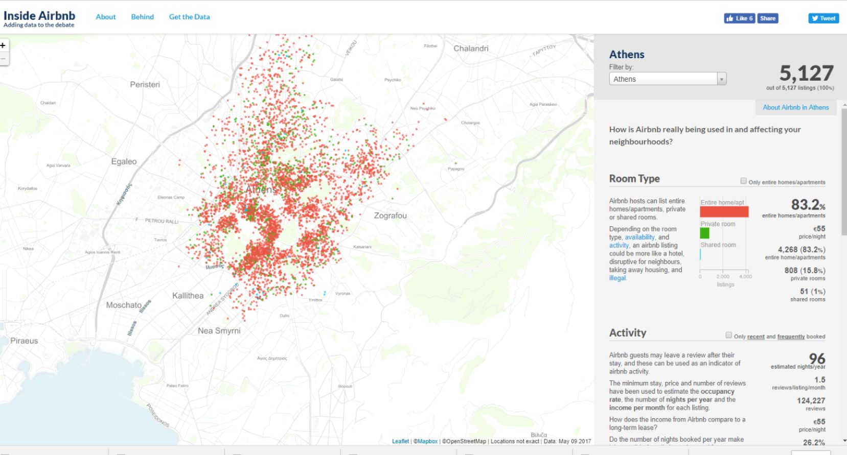 Screenshot από το insideairbnb.com