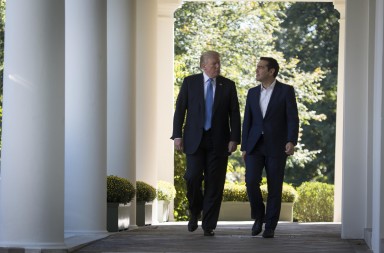 Joint statements of President of the United States Donald Trump and Greece's Prime Minister Alexis Tsipras following their meeting at the White House, Washington, USA on October 17, 2017. / Κοινές δηλώσεις του προέδρου των ΗΠΑ Ντόναλντ Τράμπ και του πρωθυπουργού Αλέξη Τσίπρα, Λευκός Οίκος, Ουάσινγκτον, ΗΠΑ, 17 Οκτωβρίου 2017.