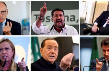 FILE PHOTO: A combination of file pictures shows leaders of Italian political parties
